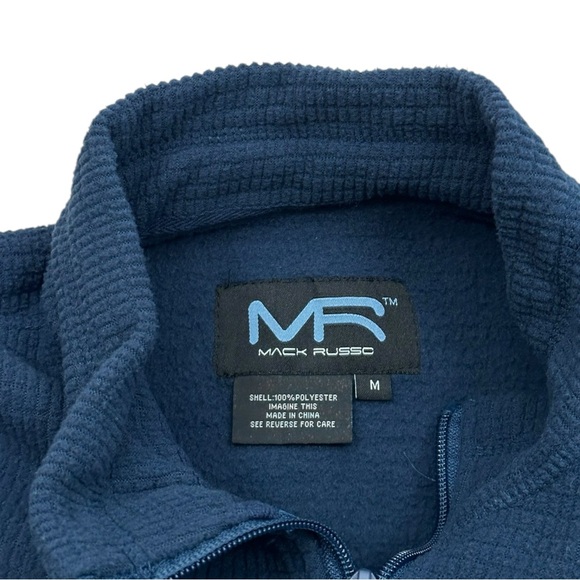 Mack Russo Navy Blue 1/4 Zip Fleece Mens Sweater Medium - Picture 2 of 5
